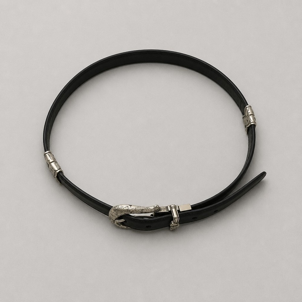 Brighton Reversible Western Belt Black Tan‎ Croc Leather Silver Buckle Size M 32
